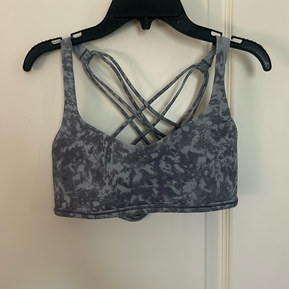 Lululemon Purple and Blue Camo Free To Be  Bra- Wild Light Support, A/B Cup